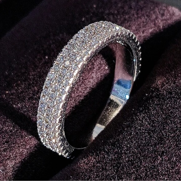 Jewelry - FULL ETERNITY 925 STERLING SILVER DIAMOND ENGAGEMENT RING, CUTE RING, SHINY RING